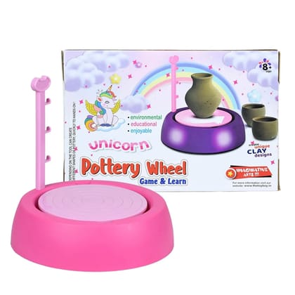 Unicorn Kids Pottery Wheel Kit - Battery Operated Pottery Wheel & Painting Kit for Beginners with Modeling Clay, Sculpting Clay & Tools, Arts & Crafts Kids Age 8-12