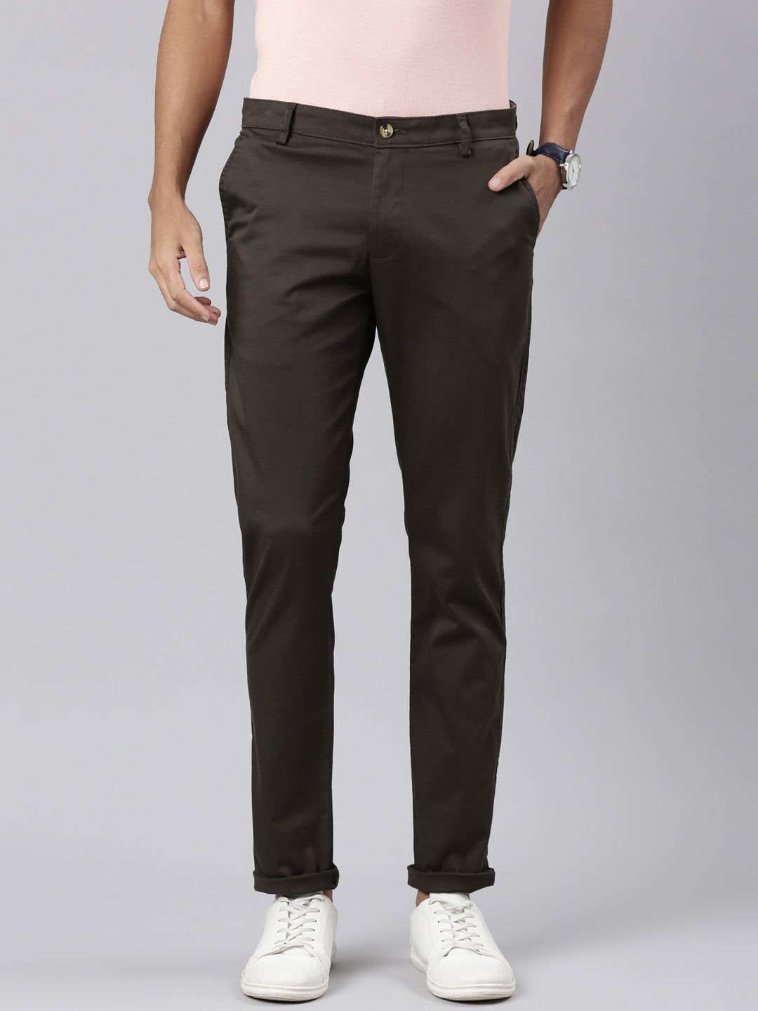 Classic Polo Men's Olive Cotton Lycra Slim Fit Trousers | TRS-MELLOW-OLV MF LY