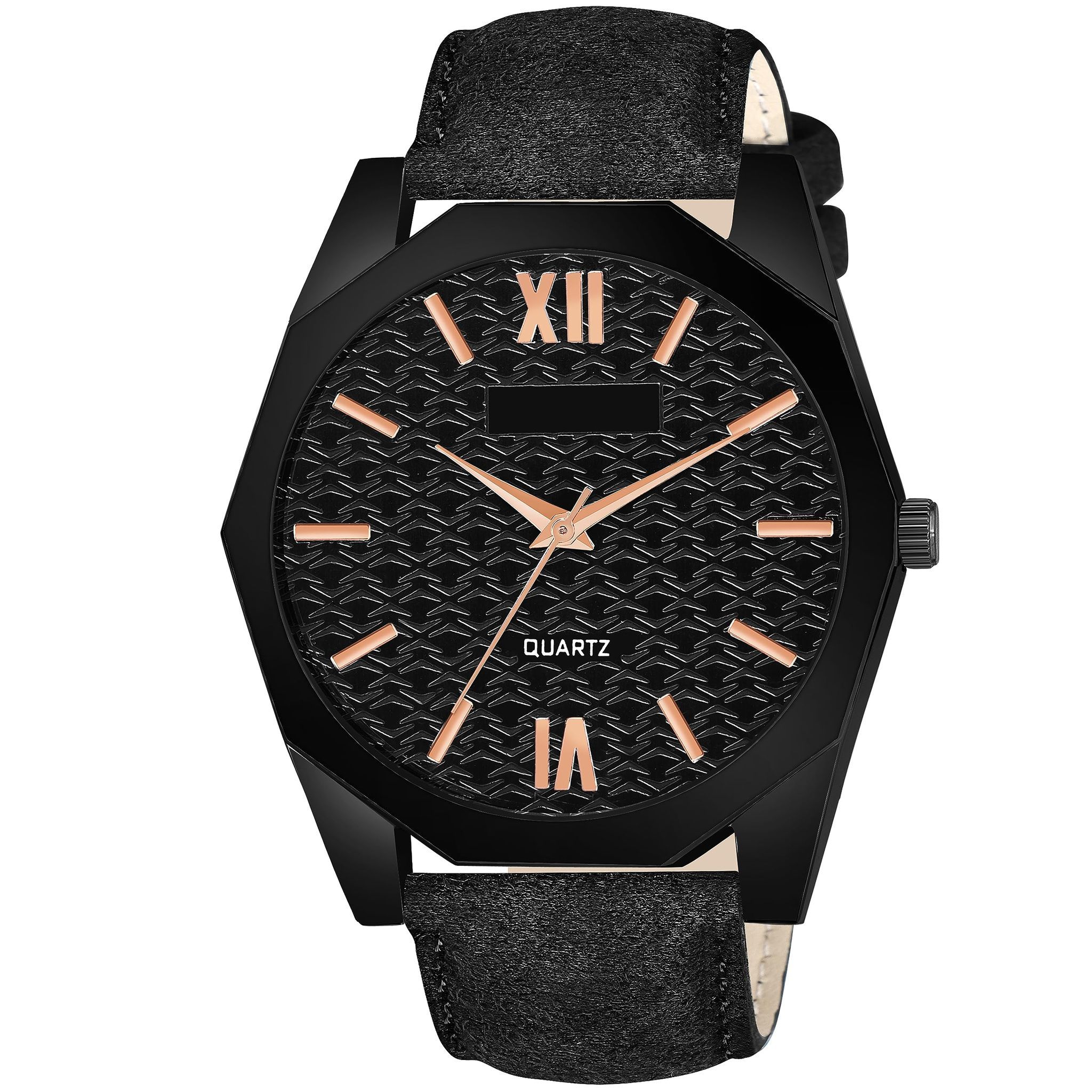Black 3D embossed Dial Analog Watch for Men LR81
