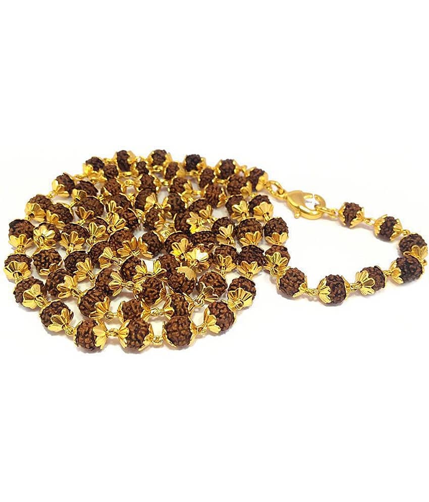 King & Queen 100% Original Rudraksha Mala in 7mm Beds With 1 Gram Hight Quality Gold Plated Cap