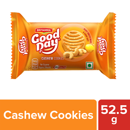 Britannia Good Day Cashew Cookies - Crunchy, Zero Trans Fat, Ready To Eat, 52.5 G Britannia Good Day Cashew Cookies - Crunchy, Zero Trans Fat, Ready To Eat, 52.5 G