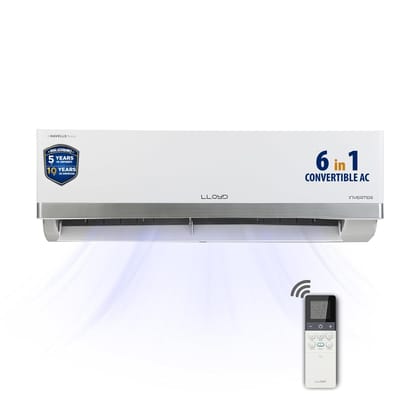 Lloyd 1.5 Ton 3 Star Inverter Split AC (6 in 1 Convertible, Cools Up To 52C, Clean Filter Indication, Smart 4 Way Swing, White with Silver Deco Strip, GLS18I3KOESR) Lloyd 1.5 Ton 3 Star Inverter Split AC (6 in 1 Convertible, Cools Up To 52C, Clean Filter Lloyd 1.5 Ton 3 Star Inverter Split AC (6 in 1 Convertible, Cools Up To 52C, Clean Filter Indication, Smart 4 Way Swing, White with Silver Deco Strip, GLS18I3KOESR) Lloyd 1.5 Ton 3 Star Inverter Split AC (6 in 1 Convertible, Cools Up To 52C, Clean Filter