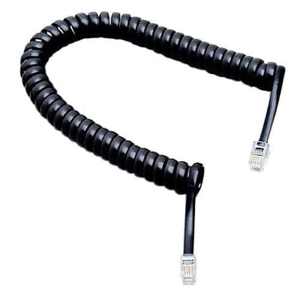 Telephone Handset Phone Extension Cord Curly Coil Line Cable Wire 2 Meter (Black) PACK OF 2 PCS