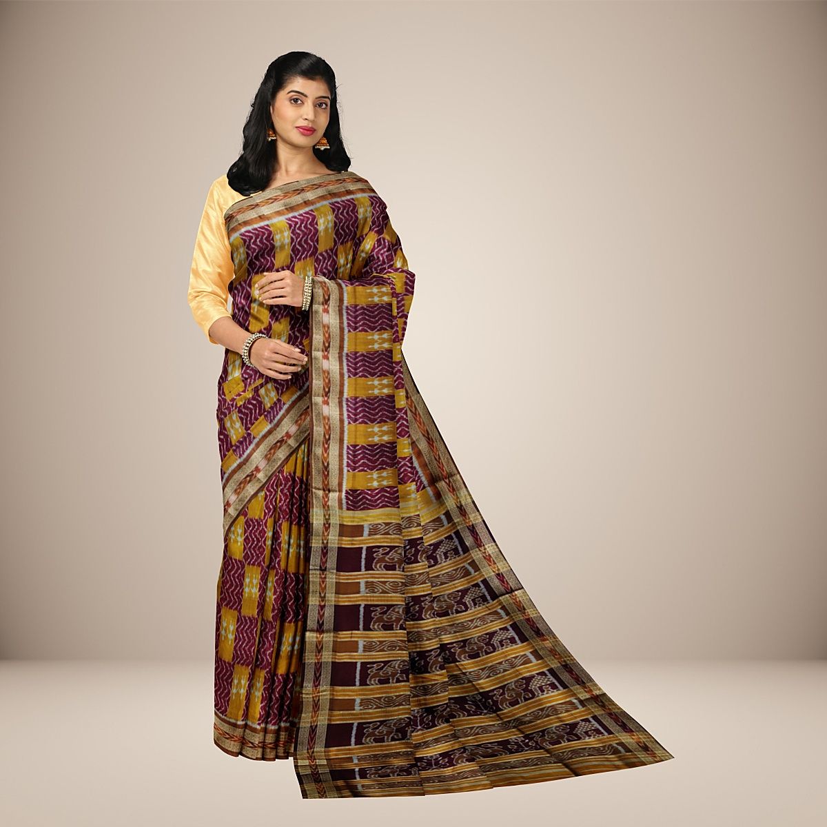 Tribal Design Khandua Silk Saree