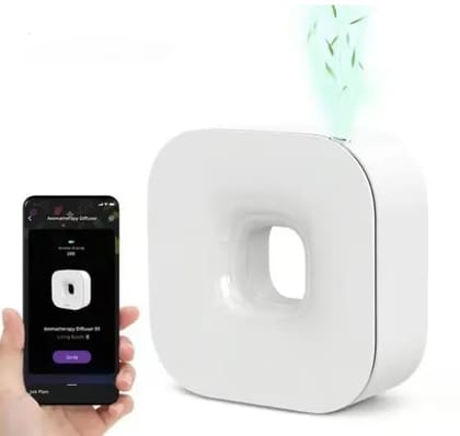 Aroma Diffuser Latest Waterless Essential Oil Diffuser - Bluetooth Cordless Aromatherapy Diffuser with App Control, Smart Timer Setting, Hang-up Design and Wide Coverage for Home, Office, Hotel and SPA - White (1 Units)