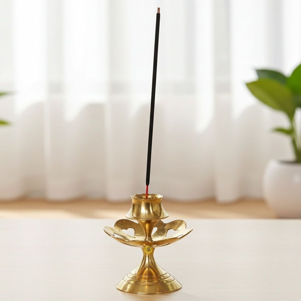 Brass Kamal Katori Agarbattin Stand No. 5, Height : 2.7 Inch (ZMAS148 D)