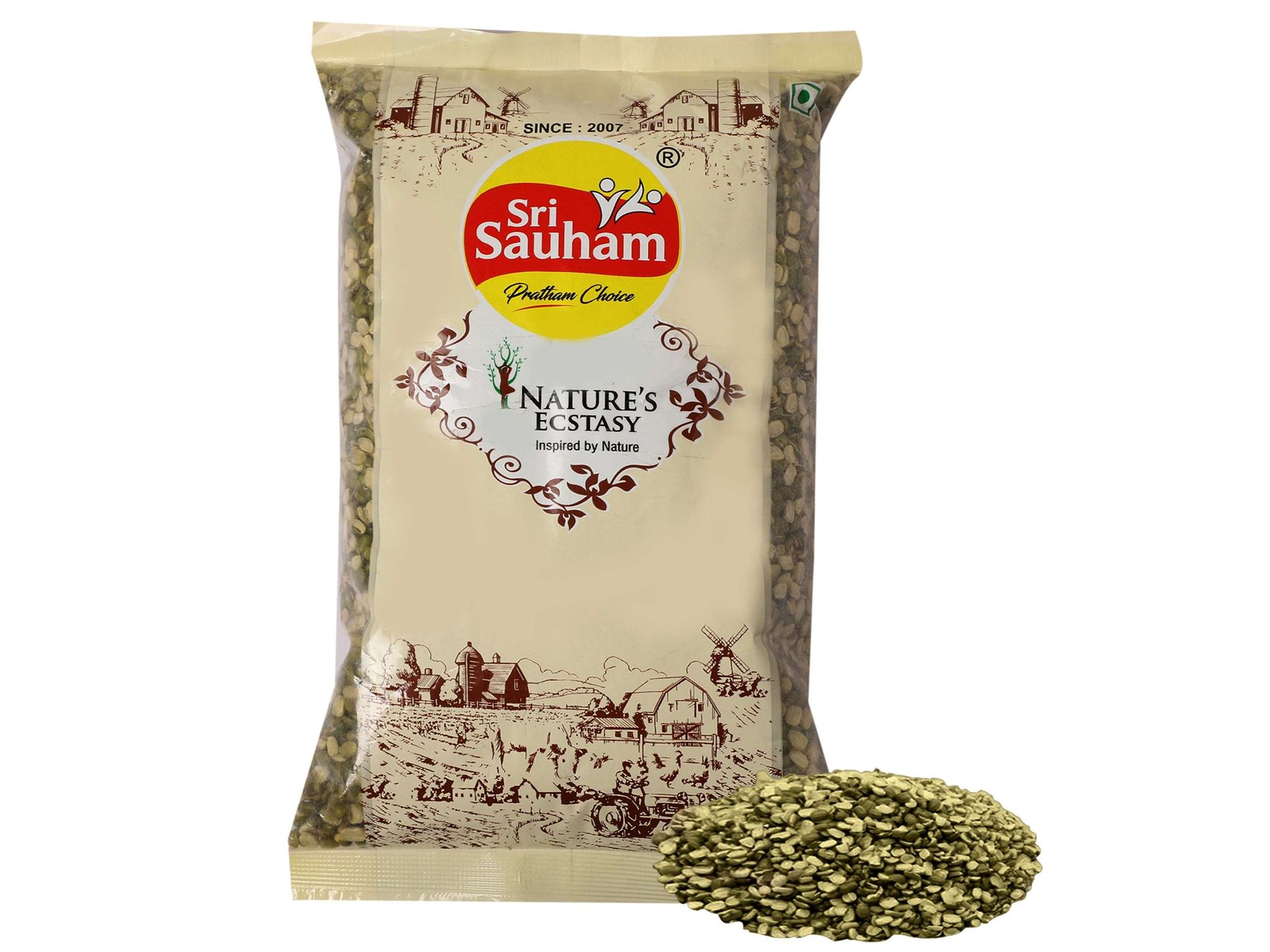 Sri Sauham Moong Chhilka Dal, Premium Split Green gram - 500G