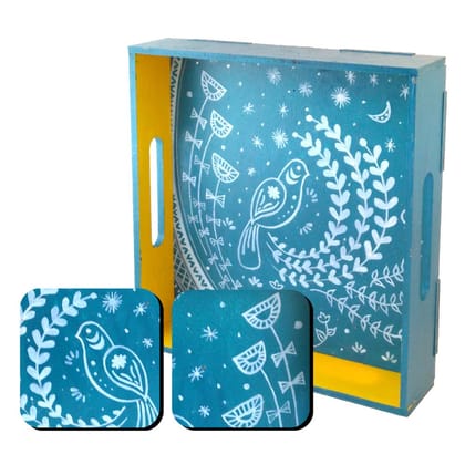 Scandinavian Art on MDF Tray with Square Coasters DIY Kit by Penkraft