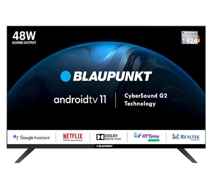 Blaupunkt CyberSound G2 Series 108 cm (43 inch) Full HD LED Smart Android TV 2023 Edition with Dolby Digital Plus & 48 W Sound Output (43CSG7105) Black