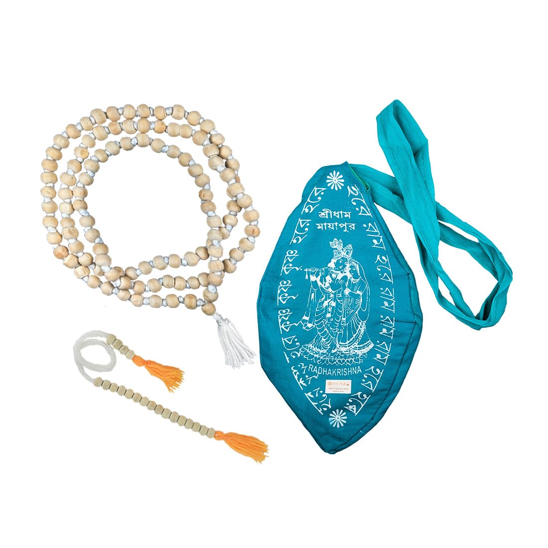 MAYAPURI Japa Mala with Japa Bag 108 Beads Handcrafted Meditation Beads for Chanting, Prayer, and Spiritual Practice (Color-Sea Blue)