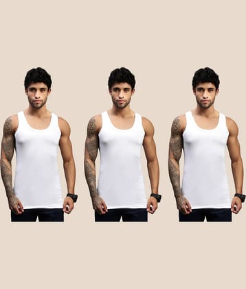Lux Nitro Pack of 3 Cotton Basic Vest For Men ( White )