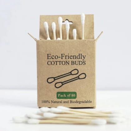 TANMAN ORGANICS Natural & Thick Cotton Ear buds cotton swabs ear cleaning buds | Strong Wooden Ear stick, Bamboo Earbuds cotton swabs for cleaning ears | Ear cleaner sticky buds for clean ear wax removal (Pack of 200 sticks/ 400 tips)