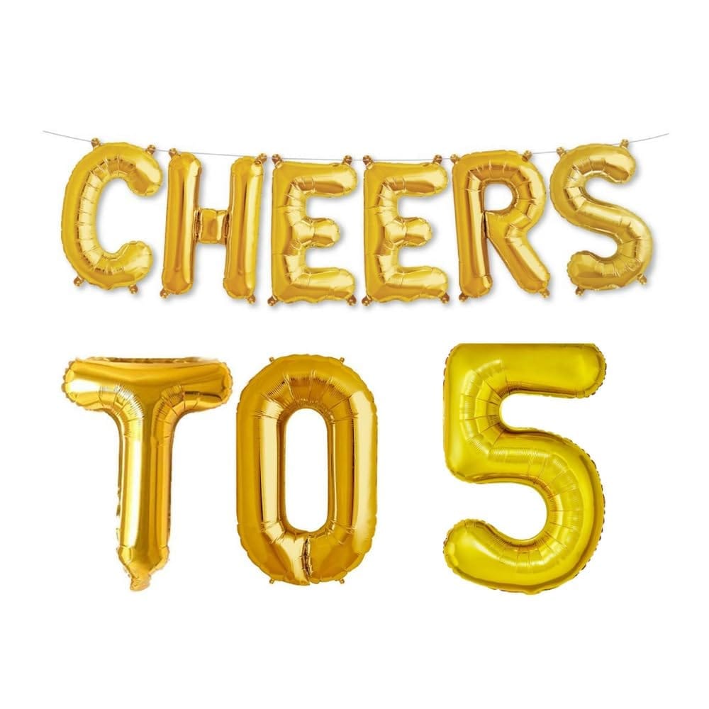 Balloonistics Cheers to Five Foil Balloon Combo Number 5 Foil Balloon for Birthday and Anniversary