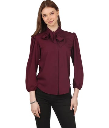 FASHJONS 360 Women Solid Crepe Shirt ( Maroon )