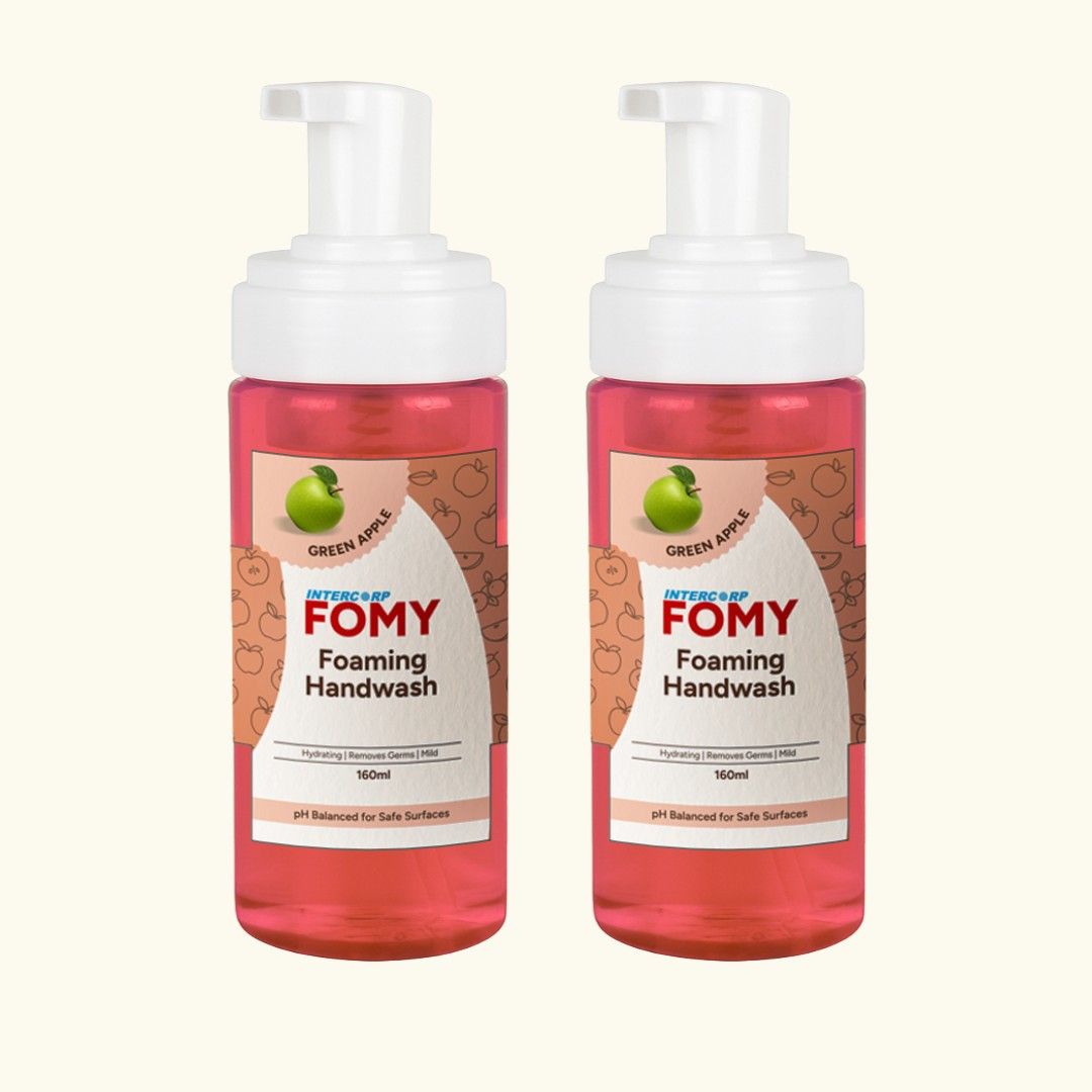 Intercorp Fomy Antibacterial Soft Refreshing Foam Hand Wash, 160 ml Each (Green Apple - Pack of 2)