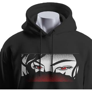 BULL CLOTHING Men's Mysterious Eyes Black Hoodie Graphic Design 280 GSM Fleece for Softness and Comfort (XL)