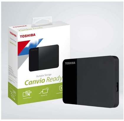 Toshiba Canvio Ready 4TB Portable External HDD - USB3.0 for PC Laptop Windows and Mac, 3 Years Warranty, External Hard Drive - Black