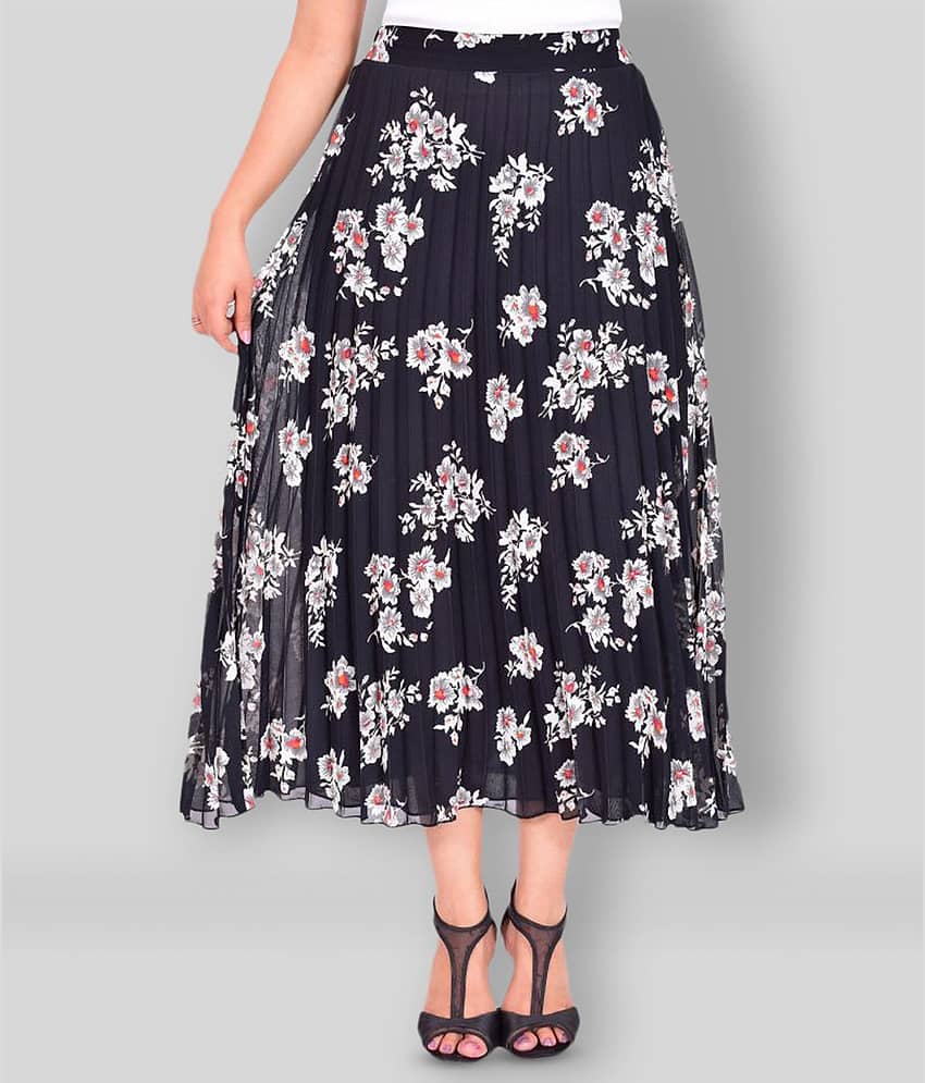 NUEVOSDAMAS - Black Georgette Women's A-Line Skirt ( Pack of 1 )