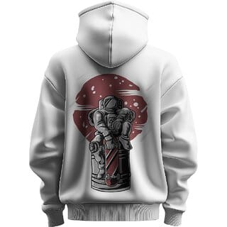 BULL CLOTHING Men's Astronaut Exploration White Hoodie  Perfect for Comfort ,Soft and Long-Lasting Wear (XL)
