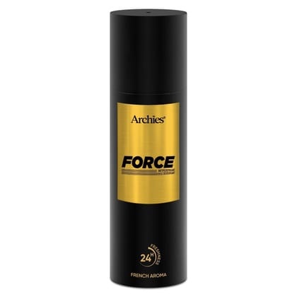 Archies FORCE Premium Spray Deodorant | Long-Lasting Fresh & Sporty Aroma with High Perfume Concentration Deo | Perfect for Gym & Sports Wear | 200 ML | French Aroma | 24 Hours Freshness