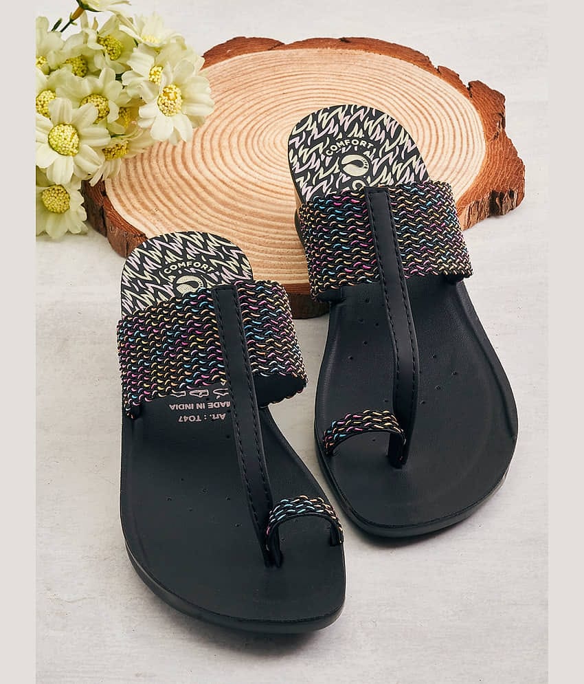 Aeroblu Footwear AETO47 Black Women's Open Toe Flats