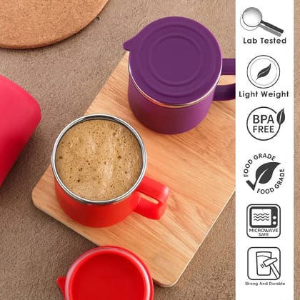 Craftlayout Pack Of 2 Coffee Mug With Lid 250 ML