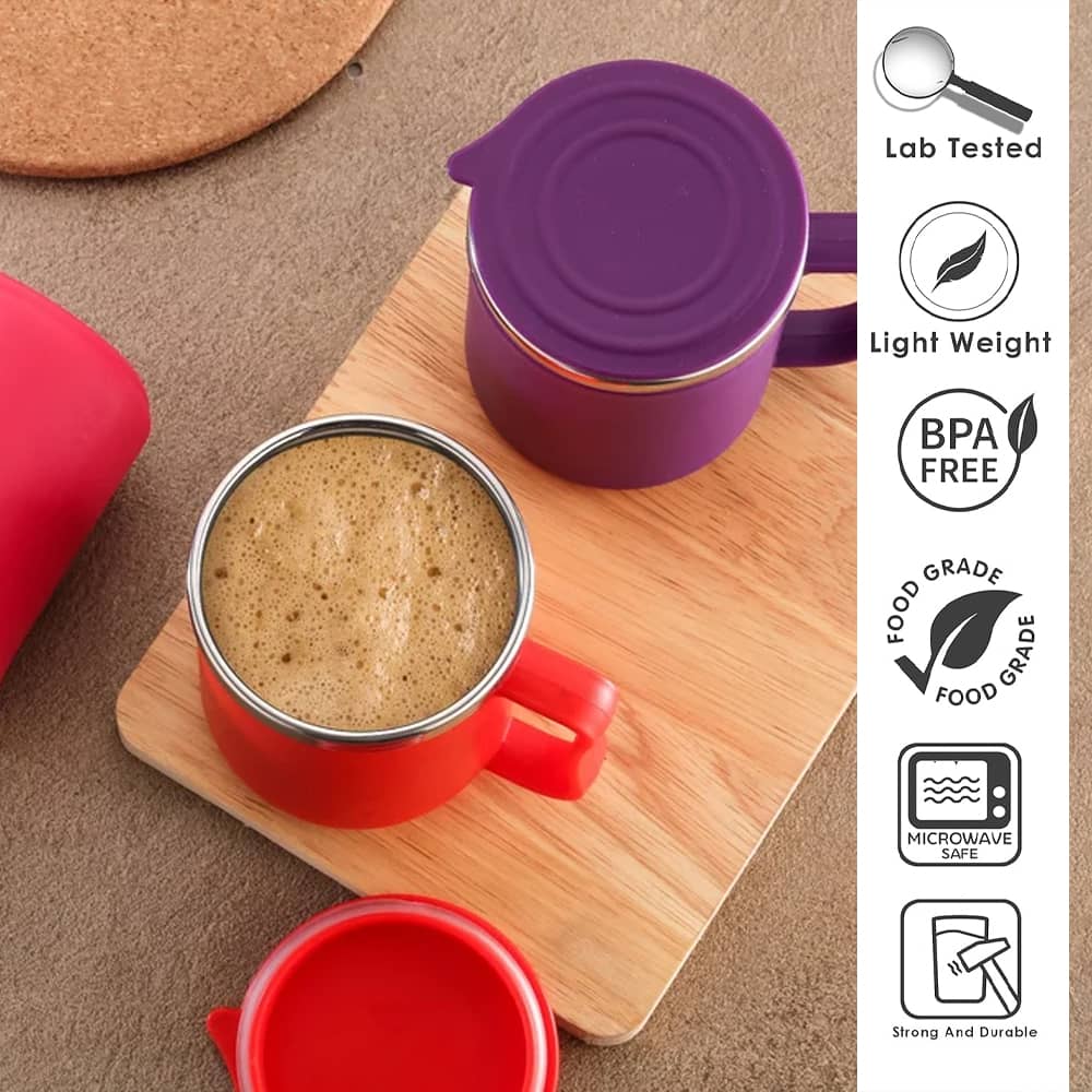 Craftlayout Pack Of 2 Coffee Mug With Lid 250 ML