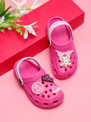 Premium GRL Power Clogs With Windmill 3D Jibbetz - Pink & Purple (Girls)