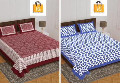2201-Hometrade India- Standard Double Size (90*100 in )-Combo Double Bedsheet