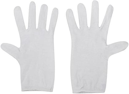 Nawani One Pair Cotton Half Hand Protective White Summer Gloves