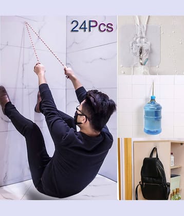 24x Strong Transparent Suction Cup Sucker Wall Hooks Hanger For Kitchen Bathroom