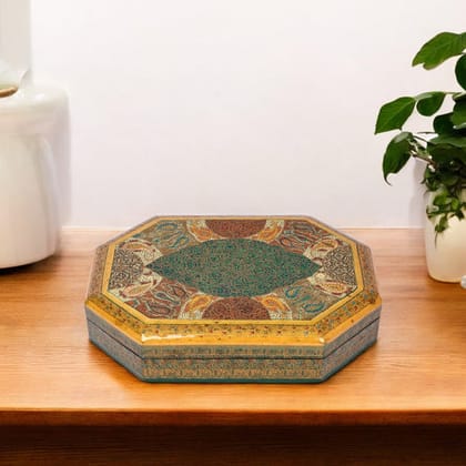 Multi Colored Paper Mache 8 Corner Box Multi Colored Paper Mache 8 Corner Box