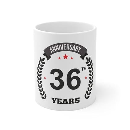 DARSHANS Ceramic 36th Anniversary Printed Coffee Mug (Color: White, Capacity:330ml)