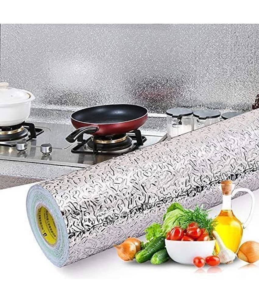 HINGOL Silver Drop FOIL SELF Adhesive Wallpaper for Hall Living Room Furniture Kitchen Restaurant Peel and Stick Vinyl Wallpaper - 200 X 60 CM 12 SQFT Approx
