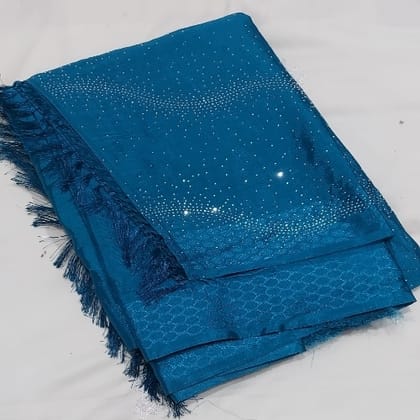 Beautiful ?Dark Sky Blue Saree With Blouse