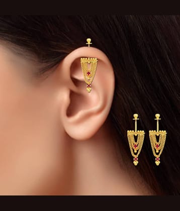 LUV FASHION Golden Danglers Earrings ( Pack of 1 )