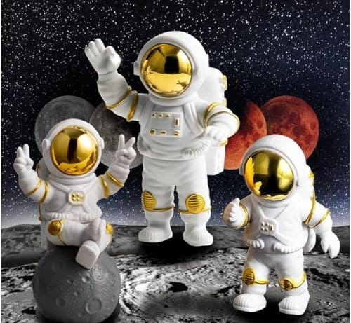 VRB DecTM 3Pcs Astronaut Figurine Spaceman Statue Ornament Toys Statue for Showpiece Home Room Office Desktop