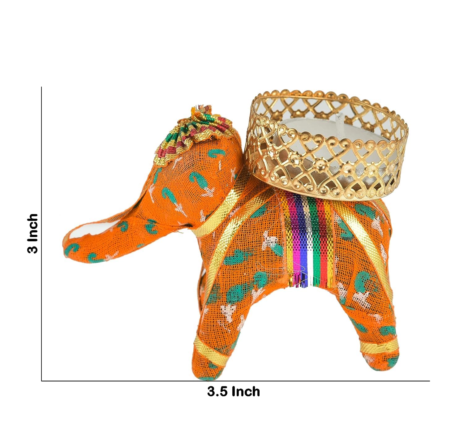 Handmade Elephant Tealight Holder (Multicolour) ( 3 Pcs )
