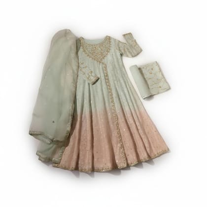 Women's Ombre Embroidered Anarkali Suit Set