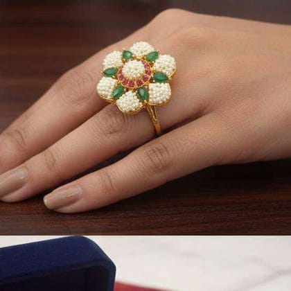 floral-inspired cocktail ring