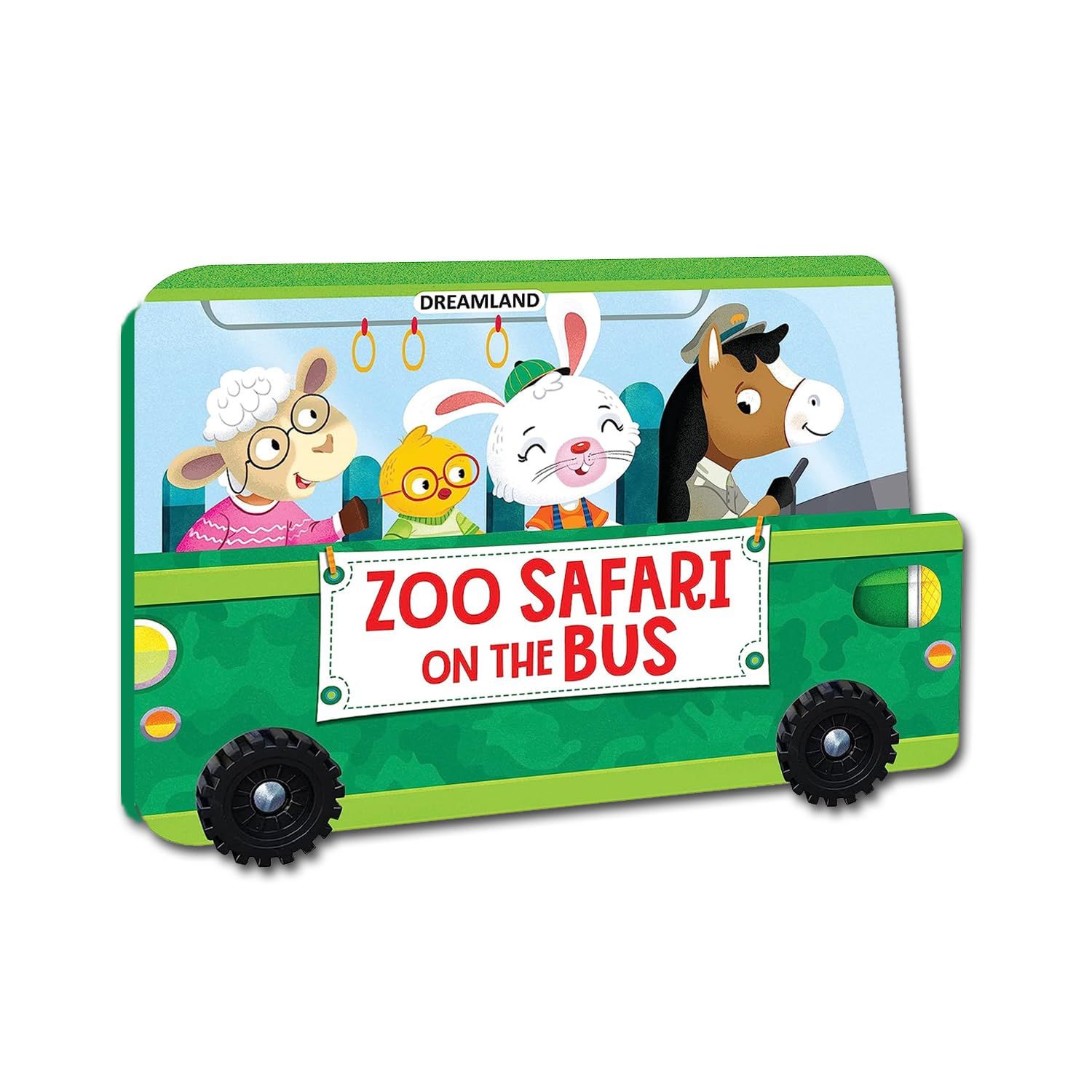 Zoo Safari on the Bus- Wheel Board Book for Kids age 2+ years [Board book] Dreamland Publications