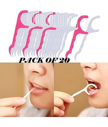 Tooth Cleaning Fresh Dental Floss,Oral Care Teeth Flossing Thread Toothpicks Stick Set for Fresh, Healthy and Breath Gums (Pack of 20)