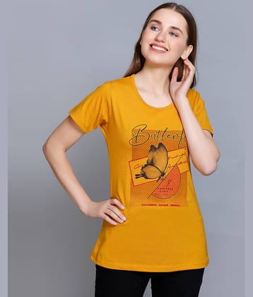 Curious Fashion Women Cotton Blend Solid Regular Fit Round Neck T-Shirt ( Yellow )