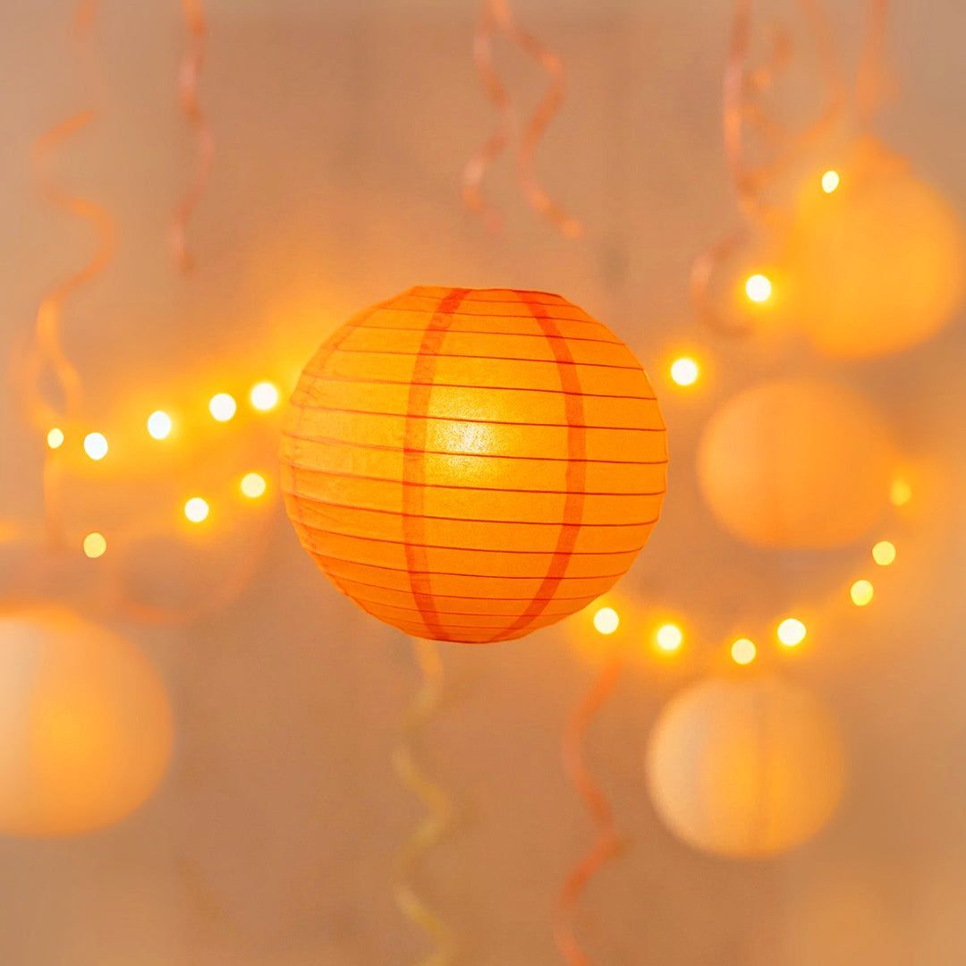 Orange Round Paper Lantern - 10 Inches - 1PC