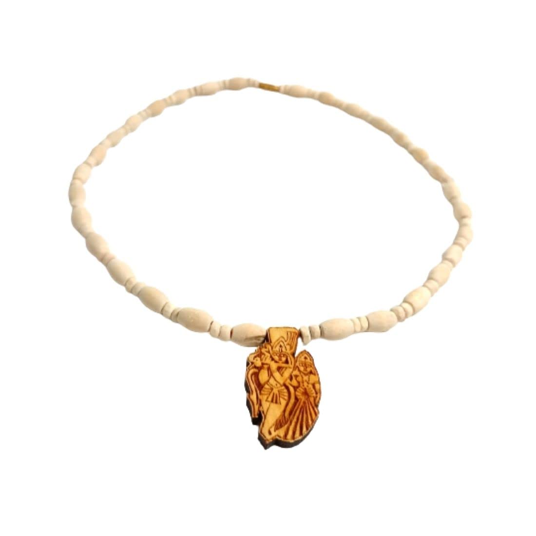 MAYAPURI Unisex Adults Mridanga Tulsi Mala with Radha Krishna Pendant (Locket) Tulasi Mala
