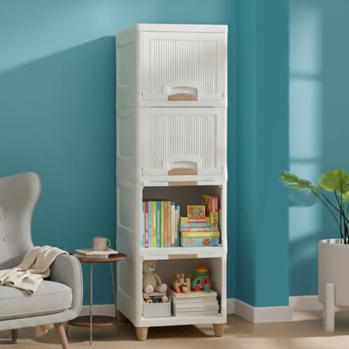 JD FRESH Plastic 4 Tier Foldable Organizer for Clothes/Modular Kitchen Storage Rack/Multipurpose Wardrobe for