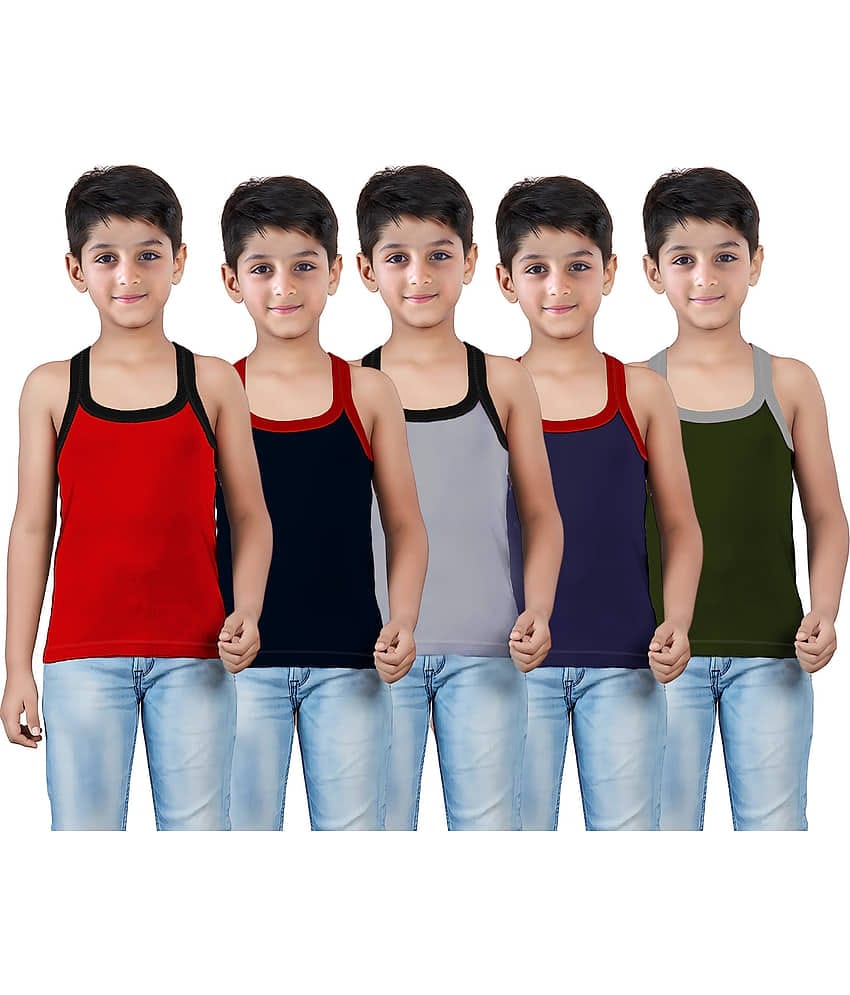 HAP Pack of 5 Boys Cotton Vest ( Multicolor )