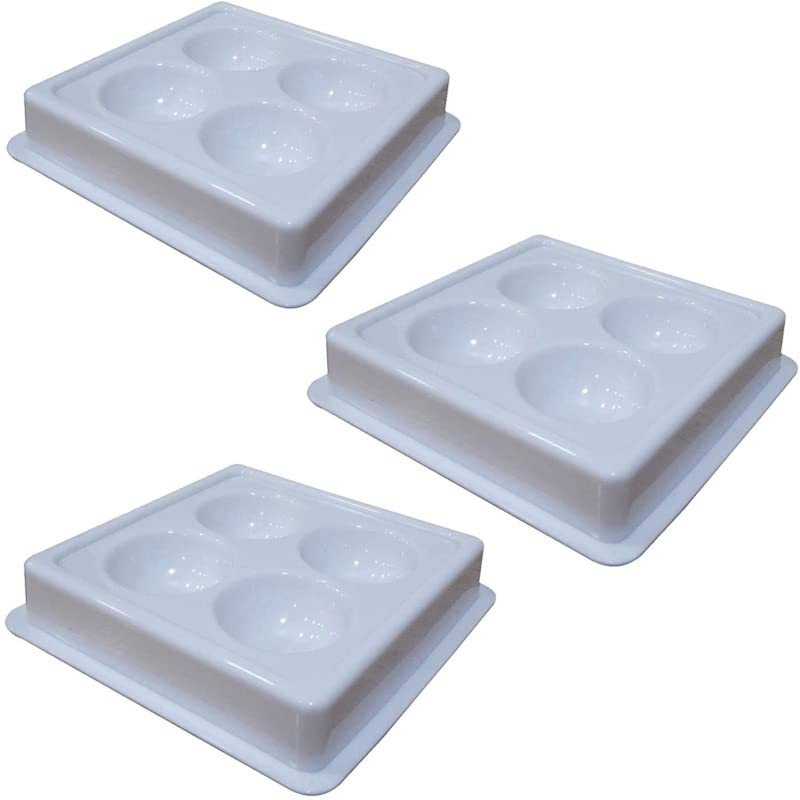Elecsera Facial Cosmetic 4 Cups Tool Tray Plastic Washable For Salon, White Colour Tray (Pack of 3)