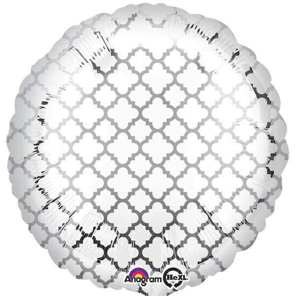 Wanna Party Silver & White Quaterfoil Balloons 18" S30