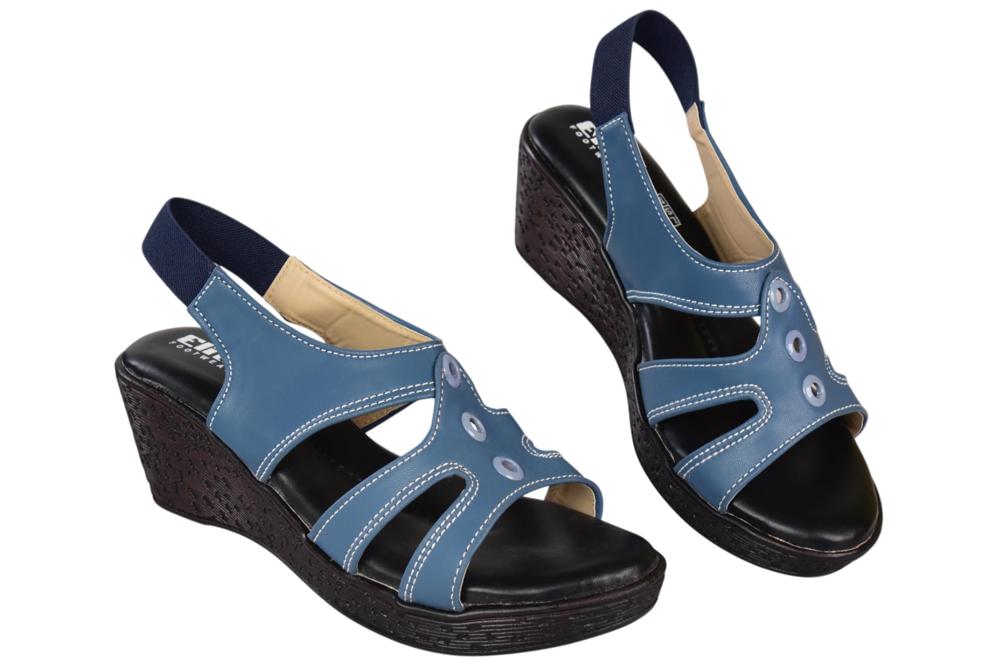 ELITE Women's Comfort Gladiator Sandals | Platform Wedge with Elastic Ankle Strap - Casual Wear - Blue